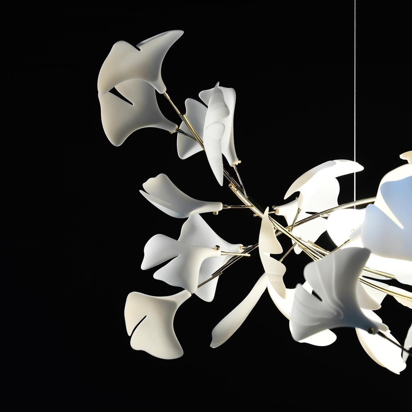 Gingko Lustre A Style Forme Branche Feuille Moderne Salle à Manger