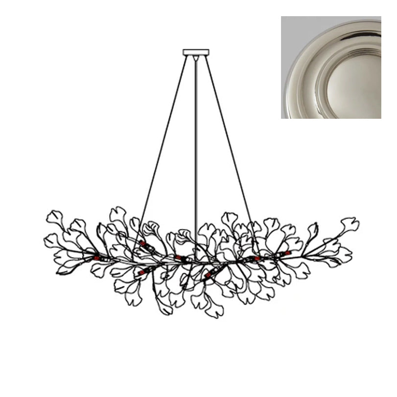 Ginkgo Lustre Céramique Blanche Pétales de Or Art Nouveau Organique
