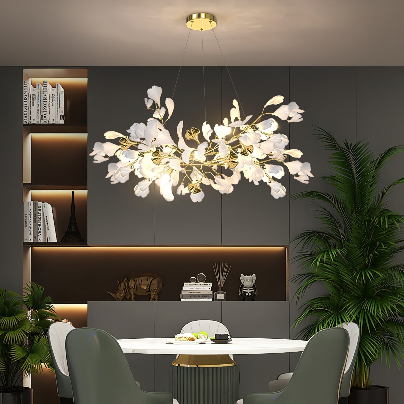 Olivia Lustre Céramique Gingko Luxe Escalier d'Hôtel