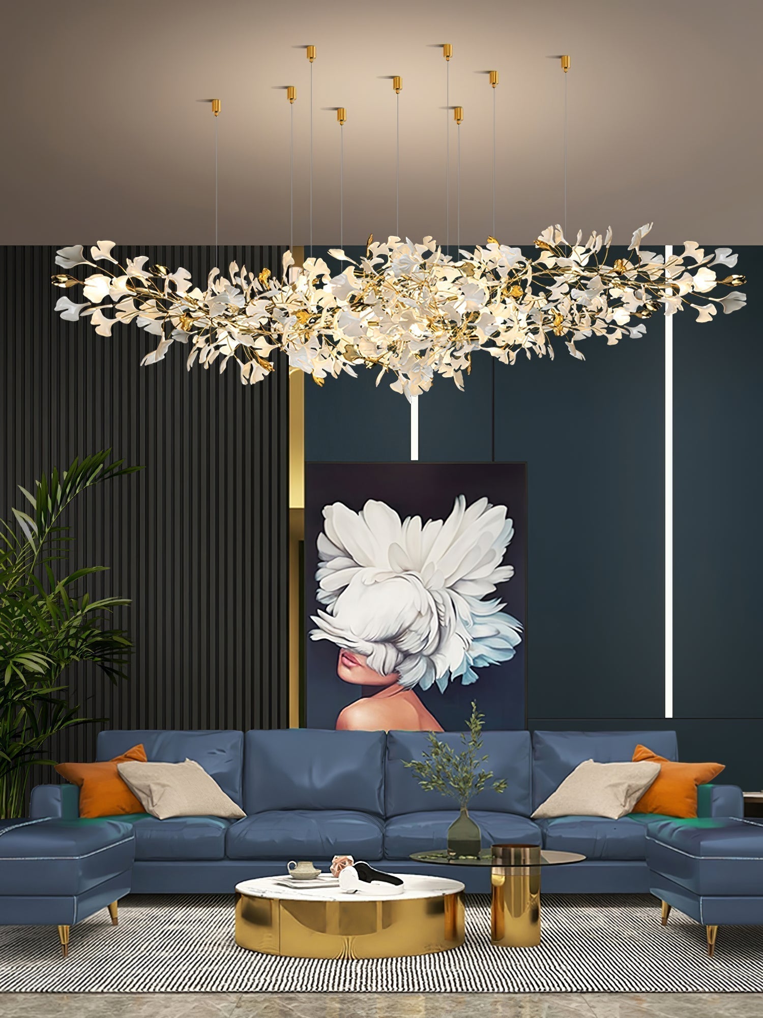 Olivia Lustre Céramique Gingko Luxe Escalier d'Hôtel