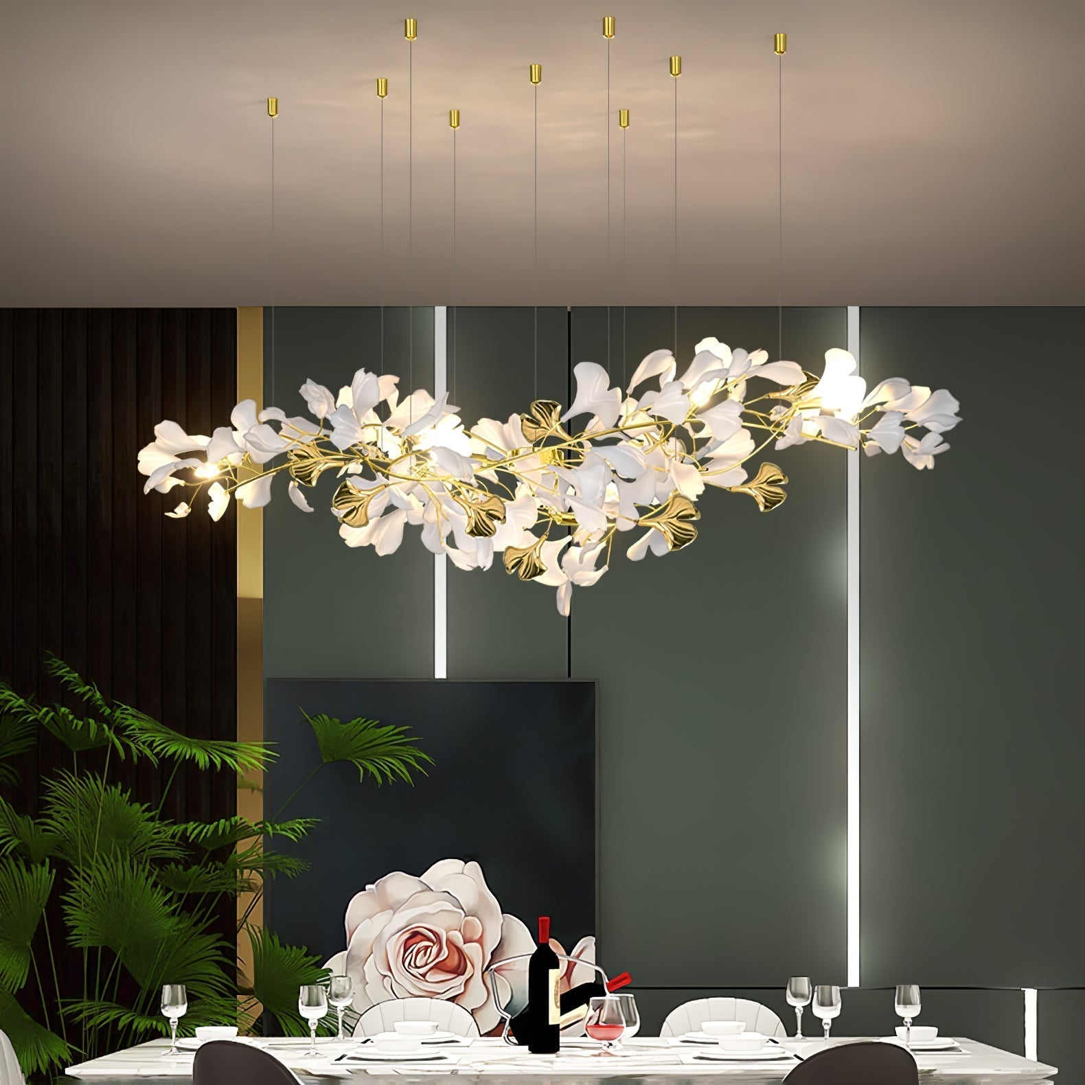 Olivia Lustre Céramique Gingko Luxe Escalier d'Hôtel