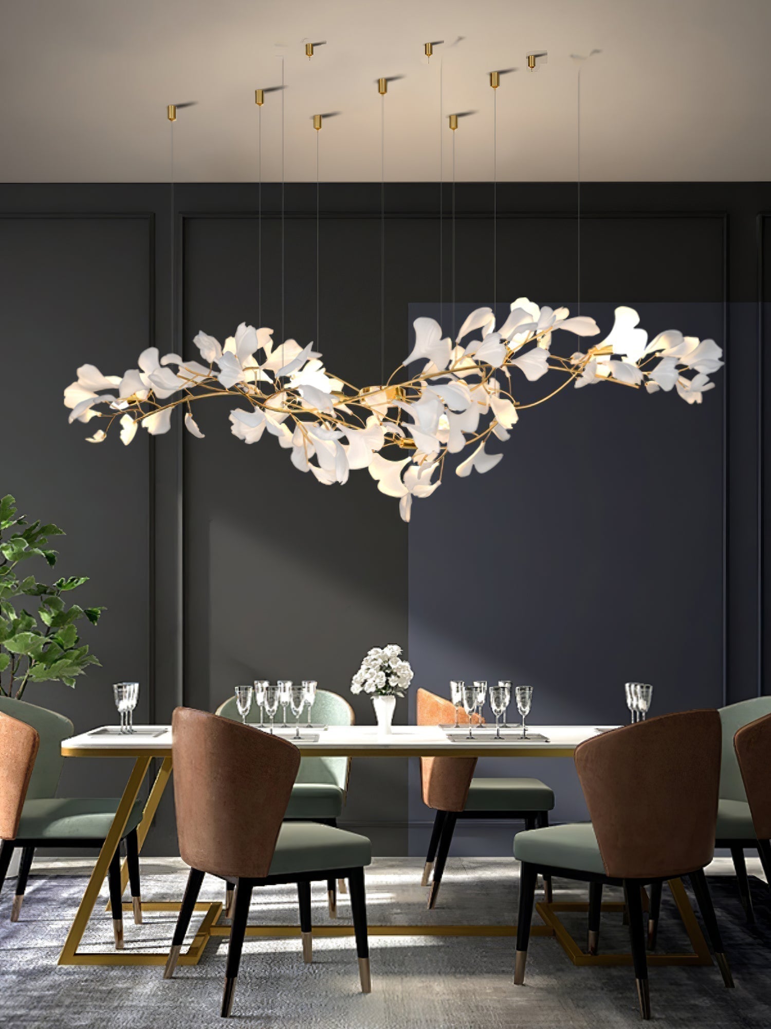 Olivia Lustre Céramique Gingko Luxe Escalier d'Hôtel