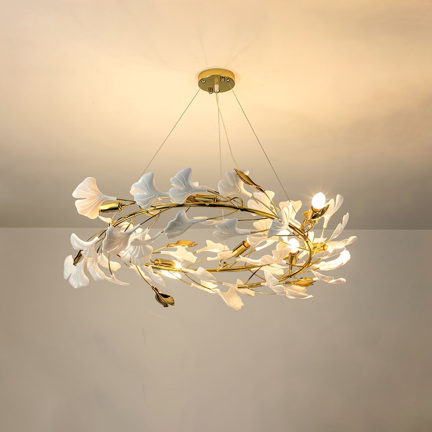 Olivia Lustre Céramique Gingko Luxe Escalier d'Hôtel