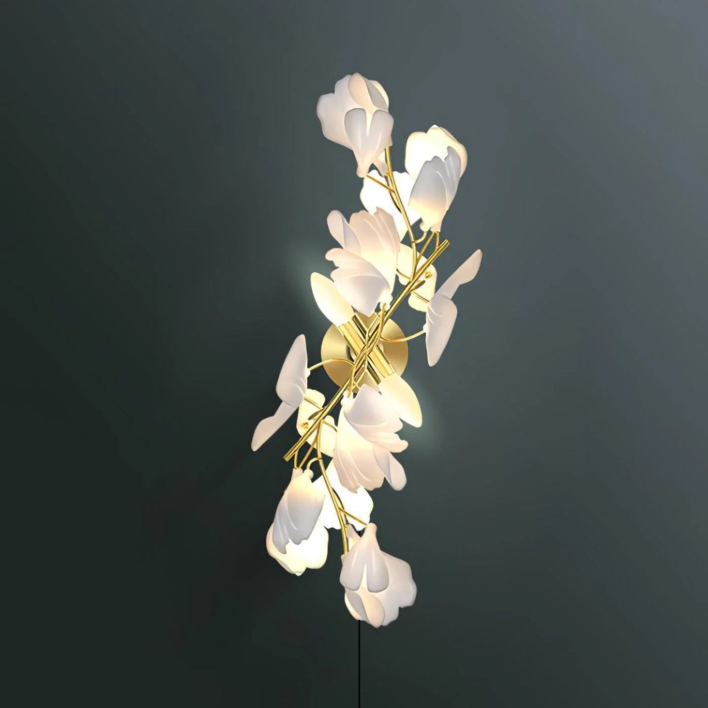 Lustra Wall Lamp Gingko Flowers Brass
