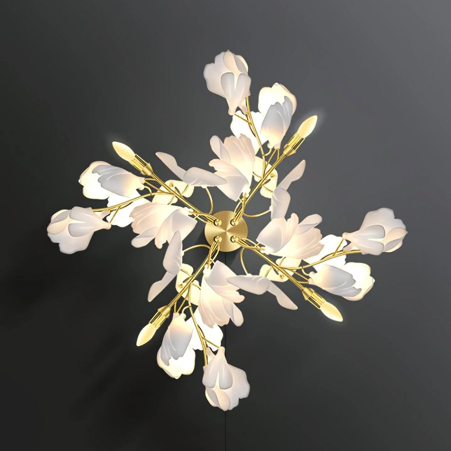 Lustra Wall Lamp Gingko Flowers Brass