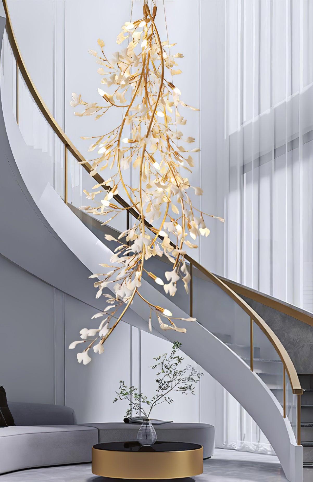 Ivmarel Lustre en céramique à longues branches de gingko