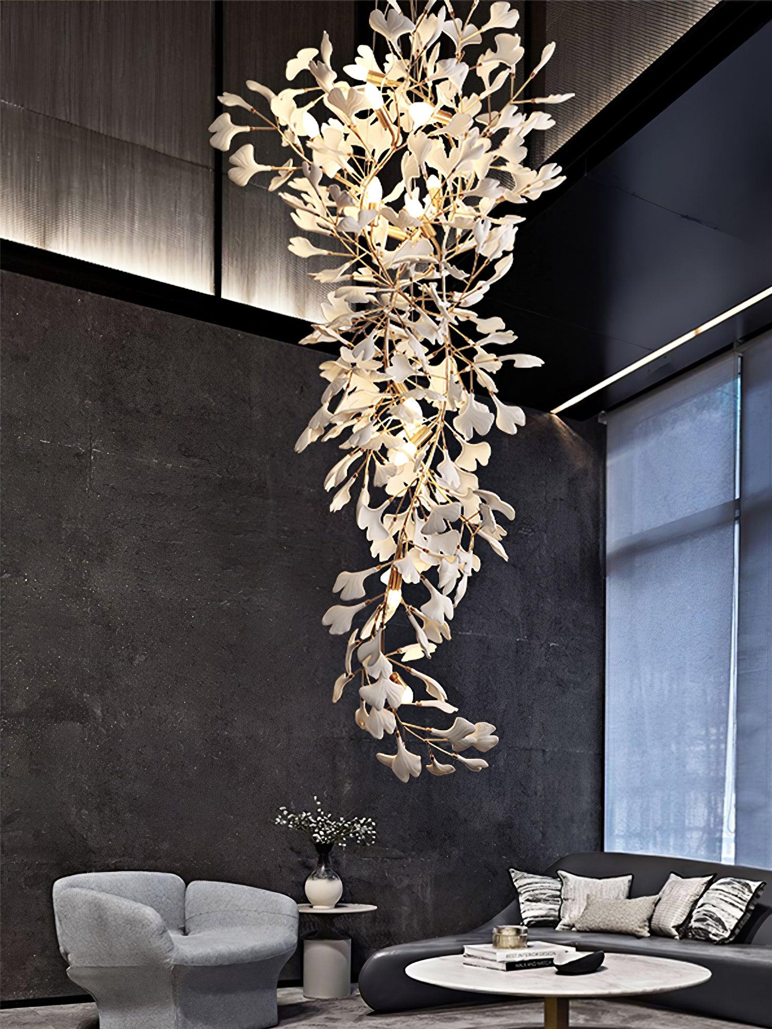 Ivmarel Lustre en céramique à longues branches de gingko