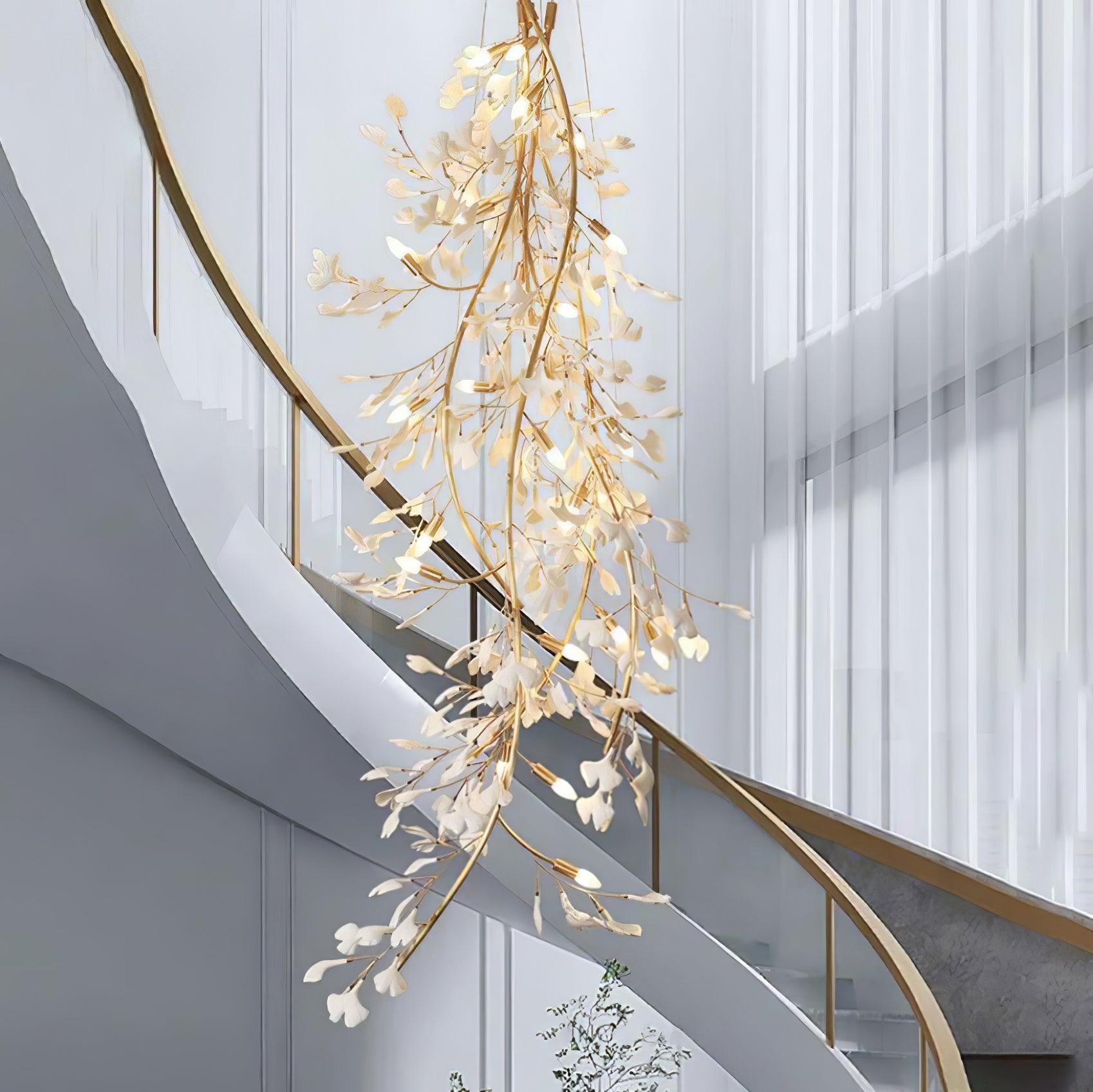 Ivmarel Lustre en céramique à longues branches de gingko