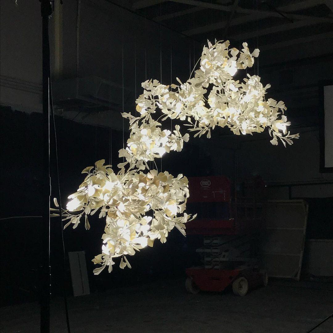 Ginkgo Lustre Rameau de Feuilles Organique Sculptural