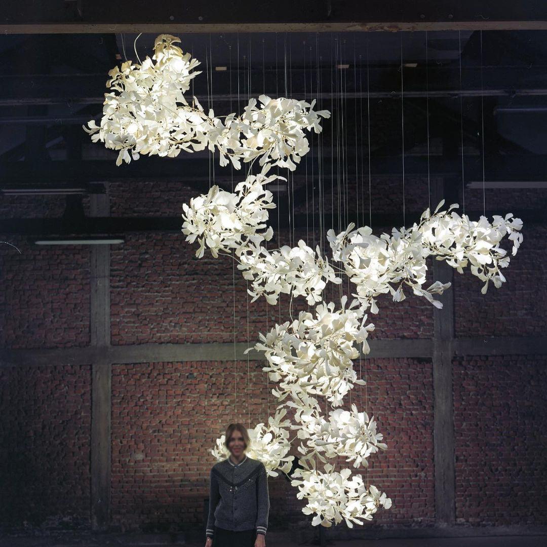 Ginkgo Lustre Rameau de Feuilles Organique Sculptural