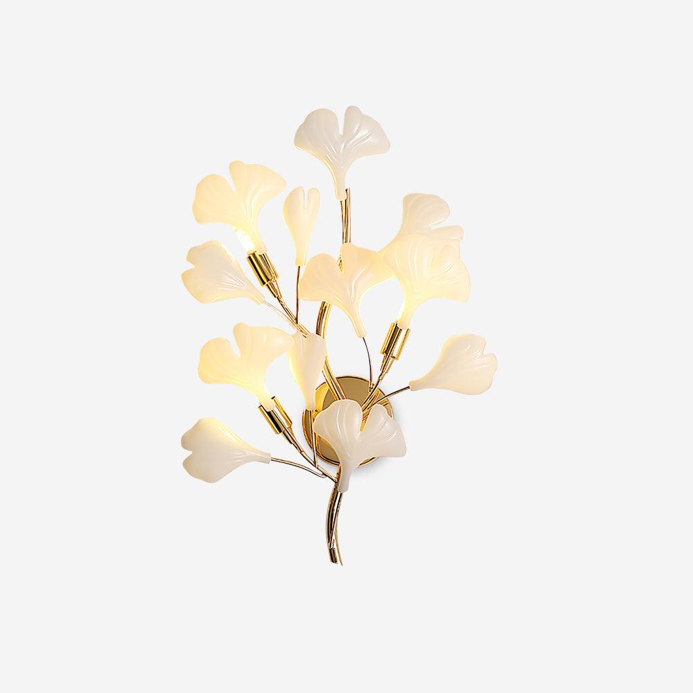 Gingko Applique Murale Abat-jours en Céramique Pétales Or Art Nouveau