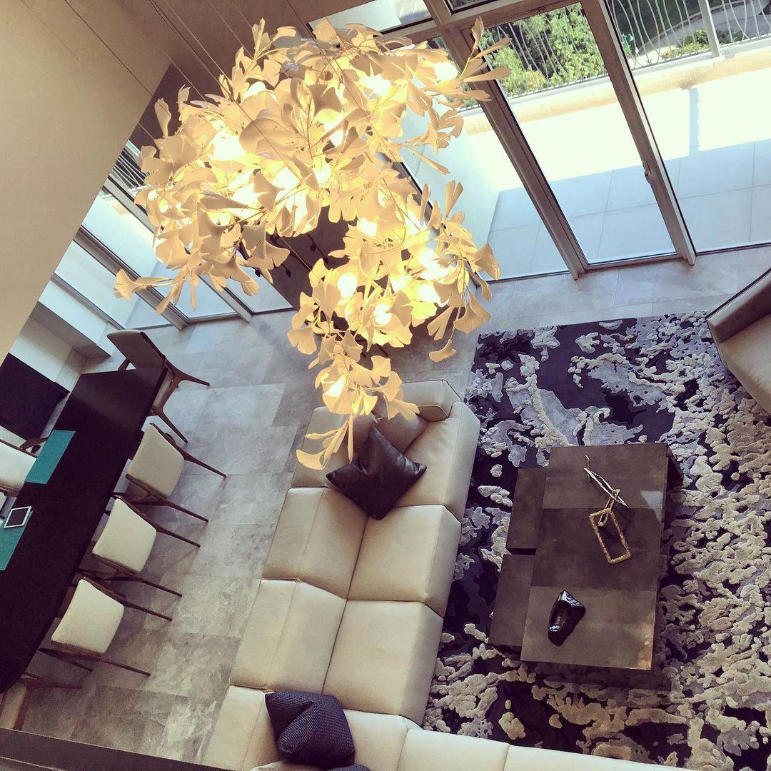 Bloom Lustre Moderne Abat-jour Céramique Feuille