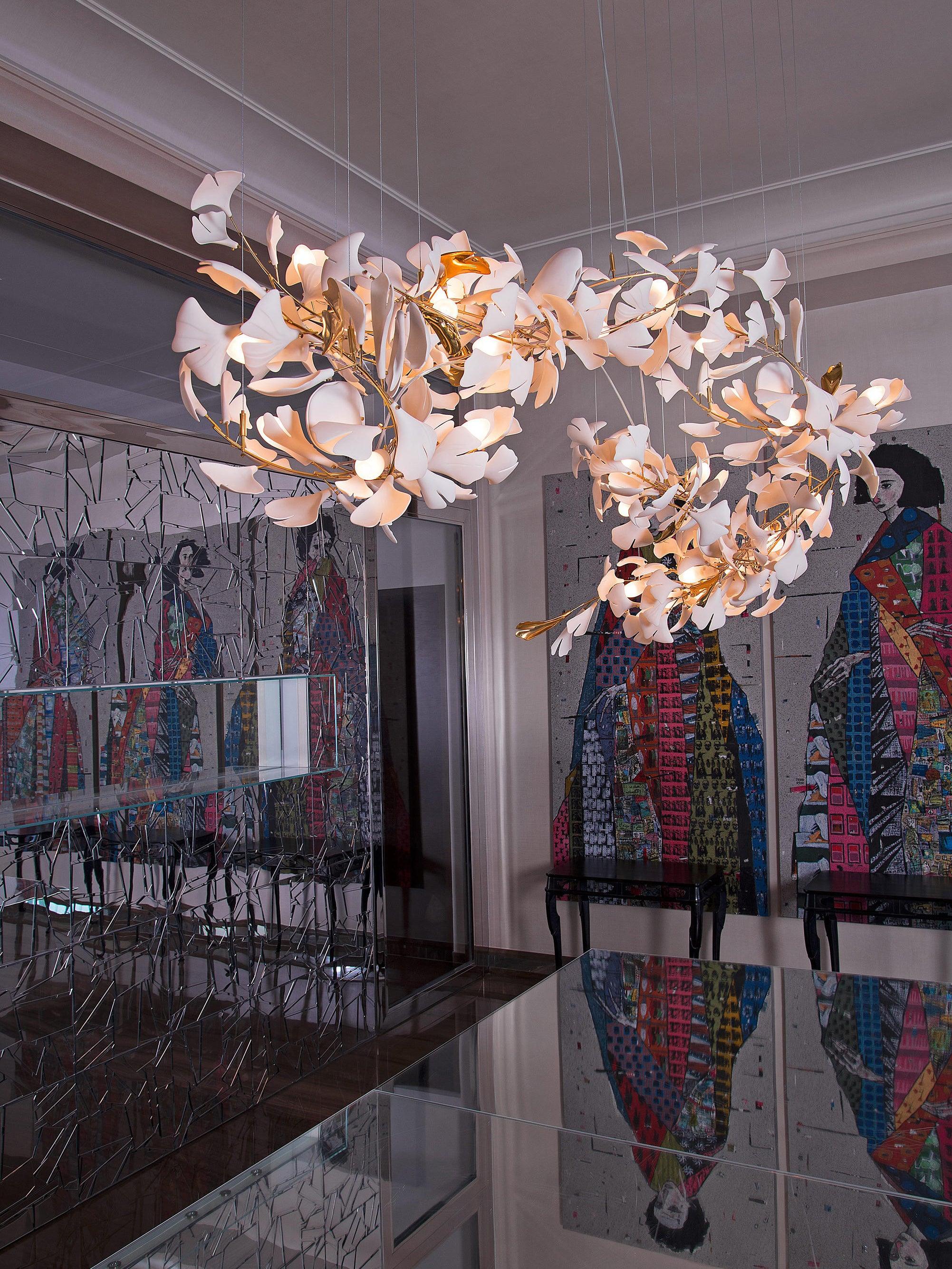 Bloom Lustre Moderne Abat-jour Céramique Feuille
