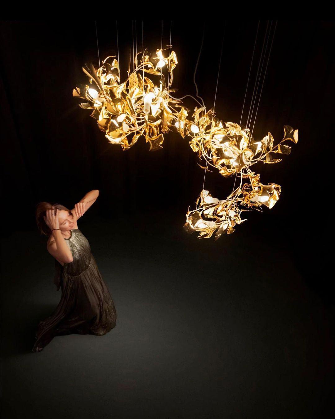 Bloom Lustre Moderne Abat-jour Céramique Feuille