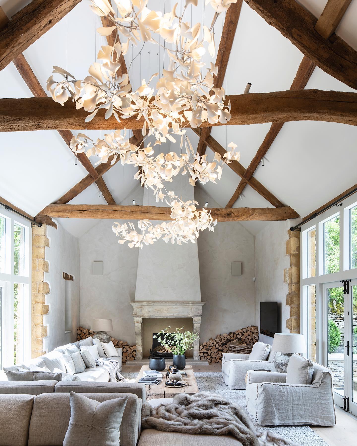 Bloom Lustre Moderne Abat-jour Céramique Feuille