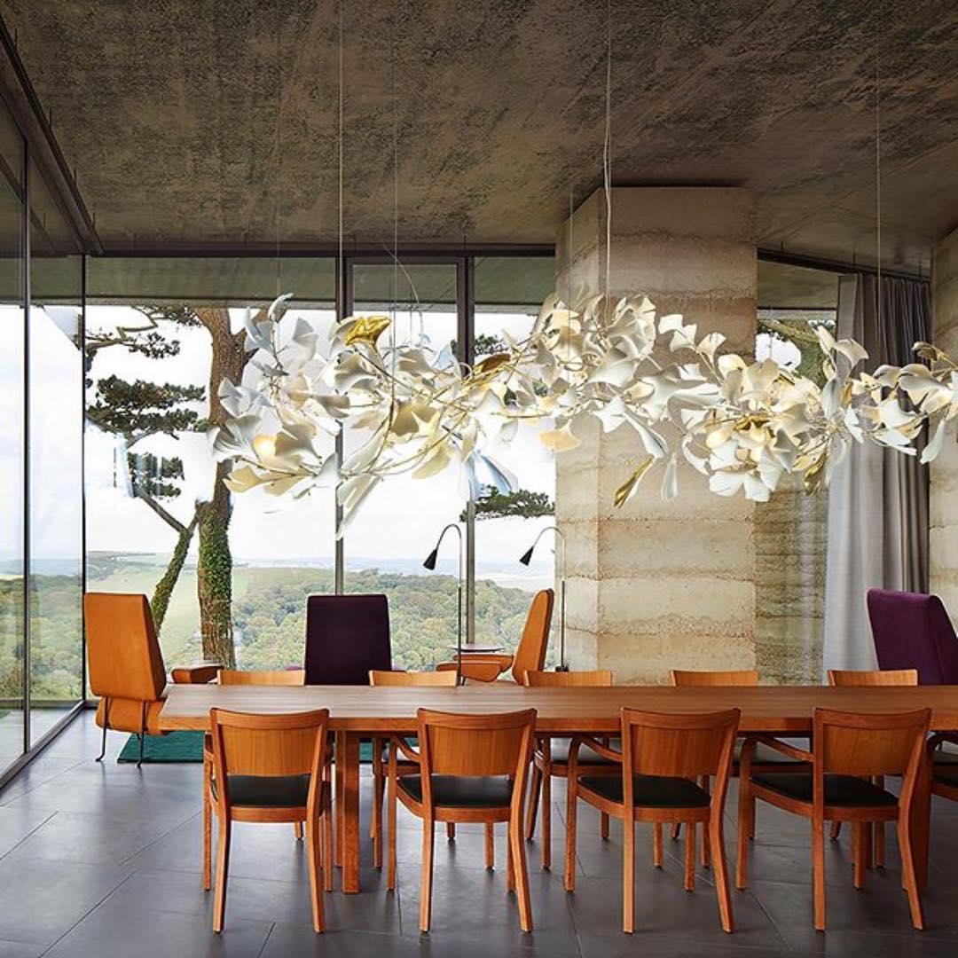 Bloom Lustre Moderne Abat-jour Céramique Feuille