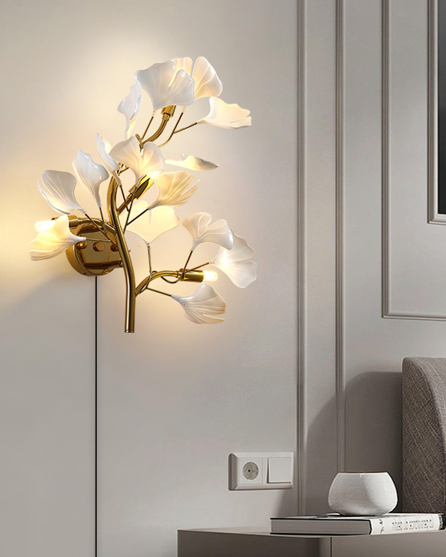 Aurean Applique murale à brancher Luminaire floral en acrylique Élégance française