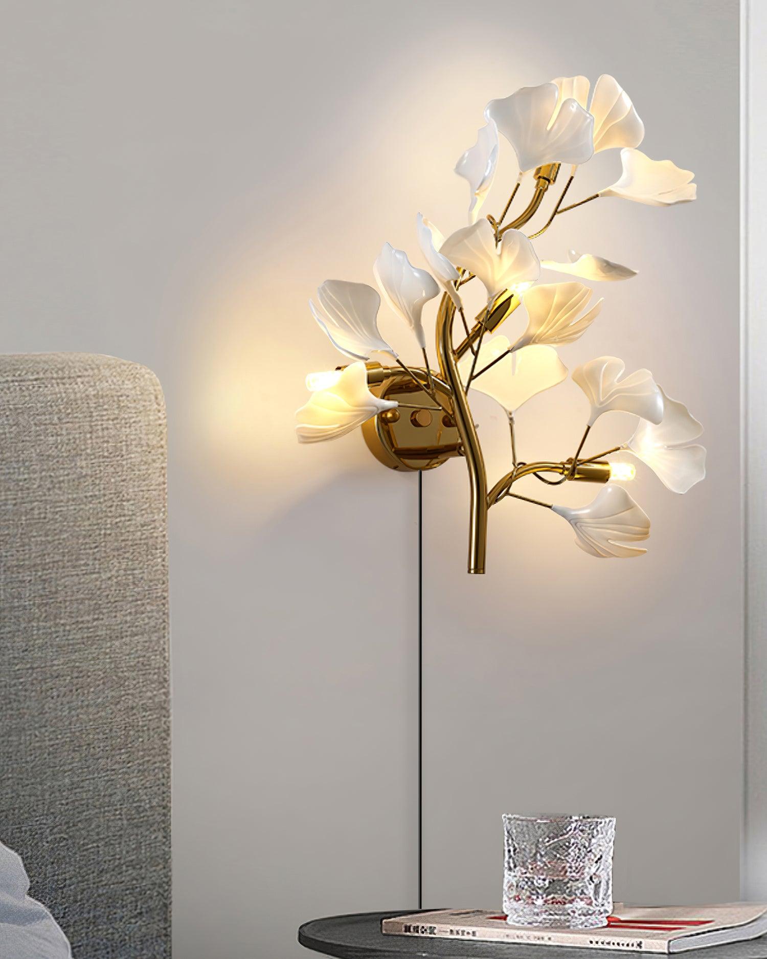 Aurean Applique murale à brancher Luminaire floral en acrylique Élégance française
