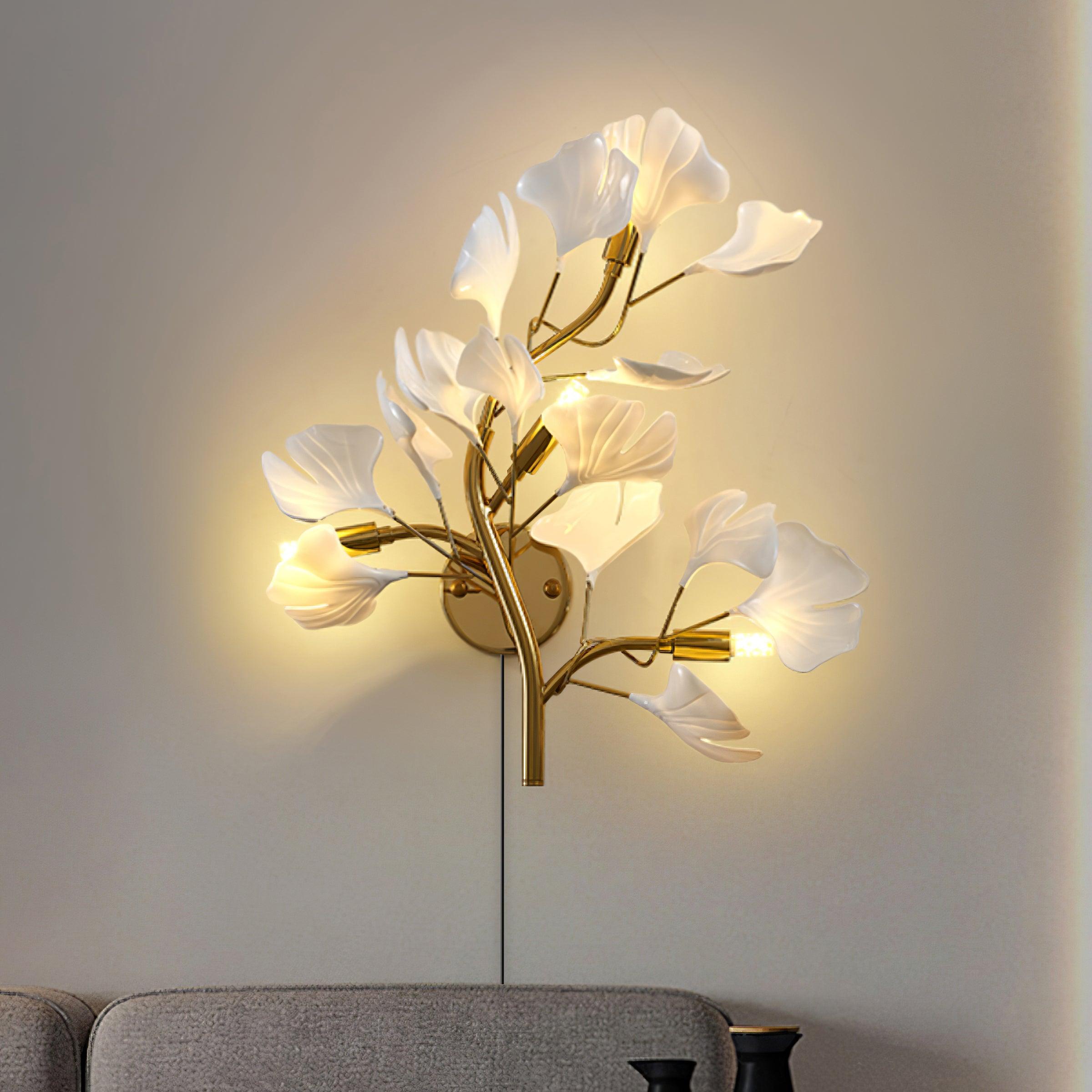 Aurean Applique murale à brancher Luminaire floral en acrylique Élégance française