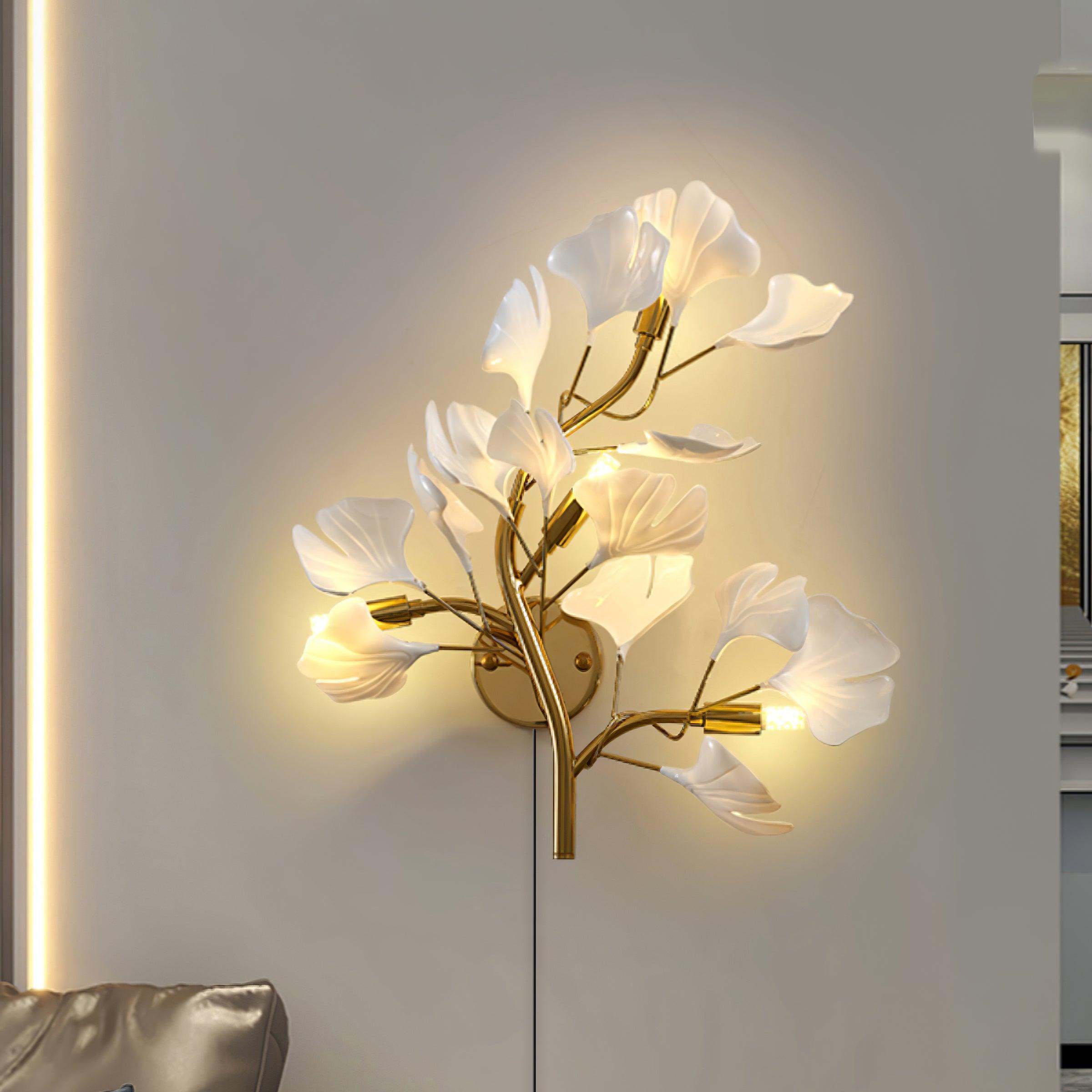 Aurean Applique murale à brancher Luminaire floral en acrylique Élégance française