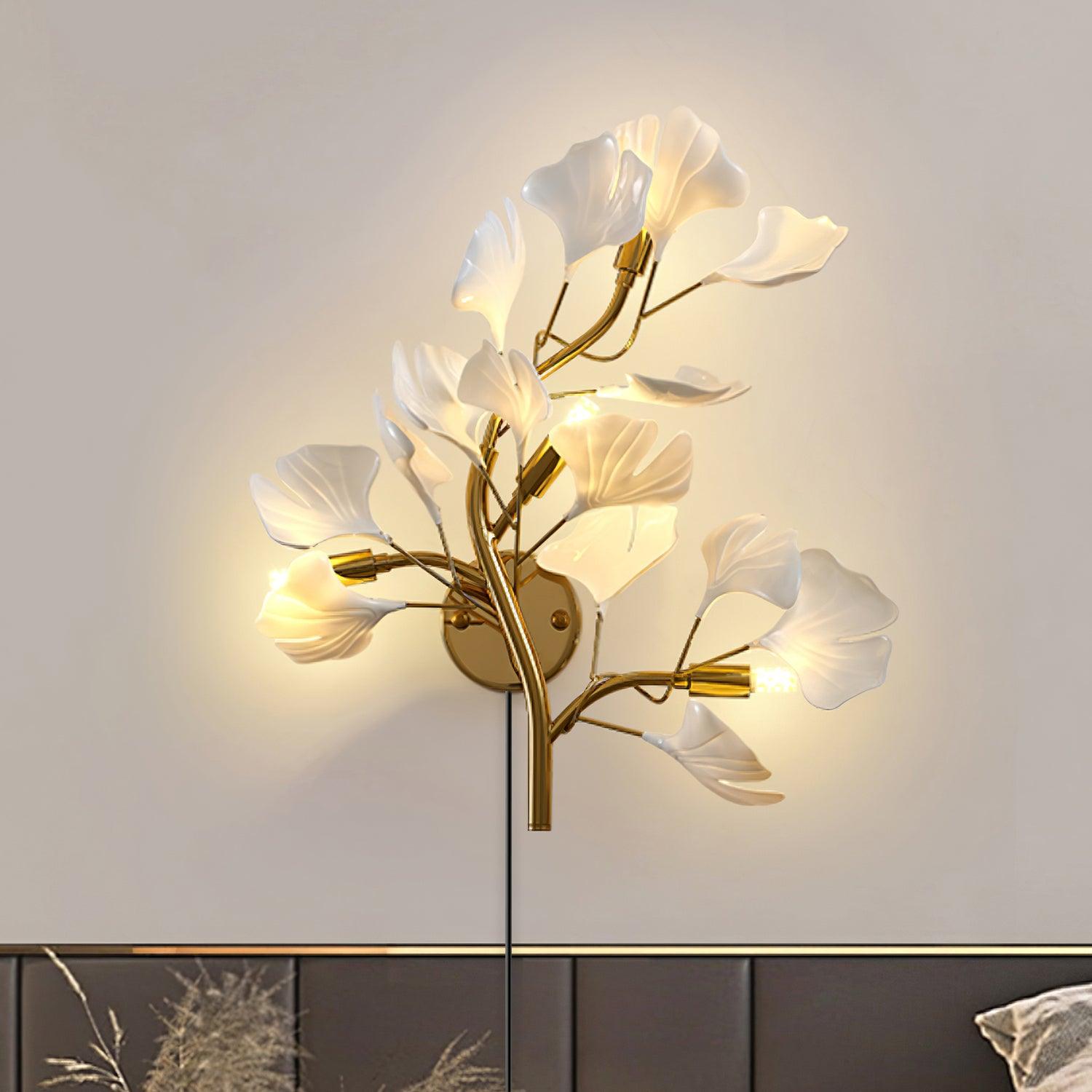 Aurean Applique murale à brancher Luminaire floral en acrylique Élégance française
