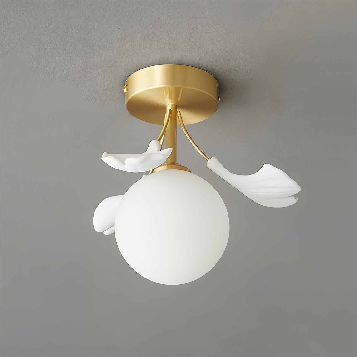 Ginkgo Rosalia Plafonnier Feuille Pétale Laiton Moderne