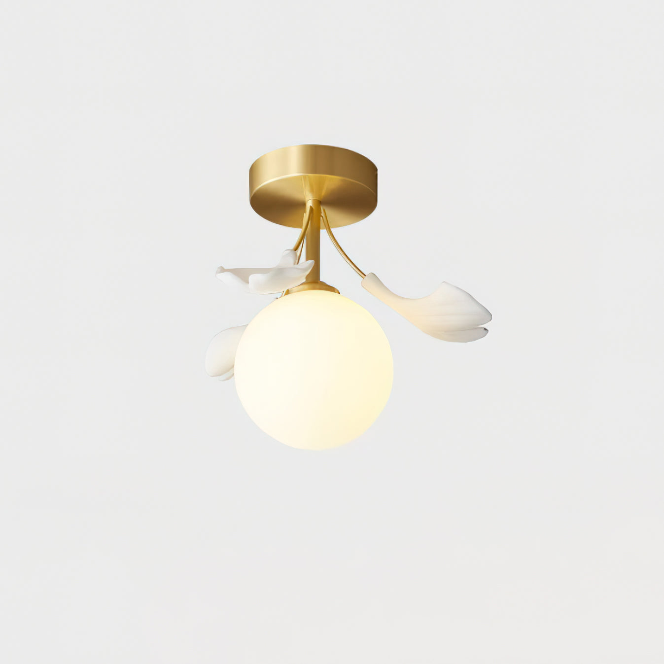 Ginkgo Lustre Plafonnier Rosalia Feuille de Ginkgo Base Dorée