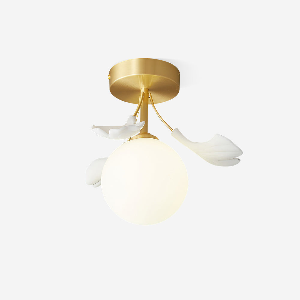 Ginkgo Rosalia Plafonnier Feuille Pétale Laiton Moderne