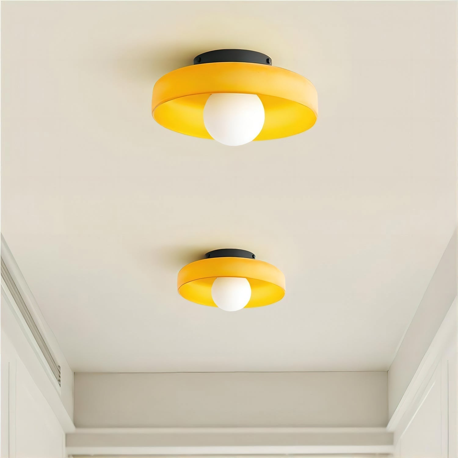 Solara Plafonnier Orange Anneau Ludique Sculptural