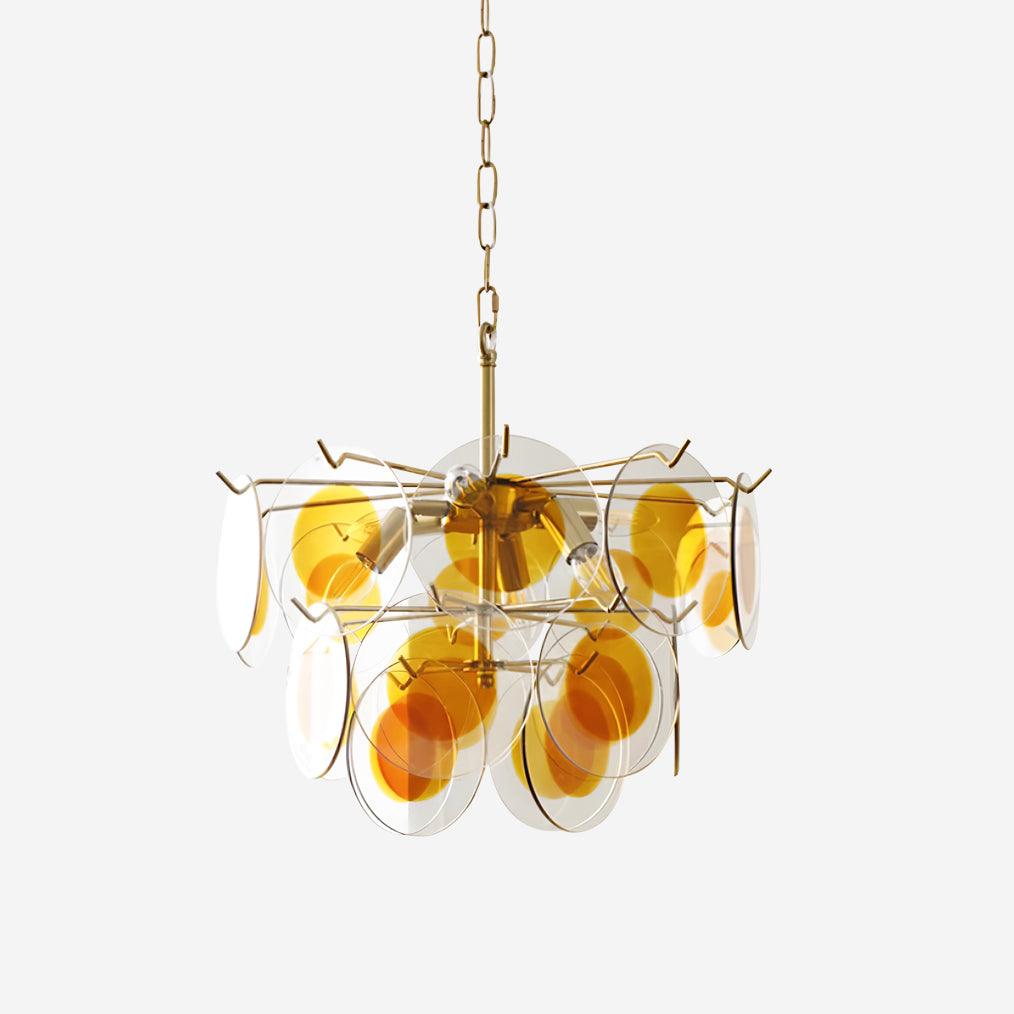 Gino Lustra Lustre Verre Laiton Caramel Moderne