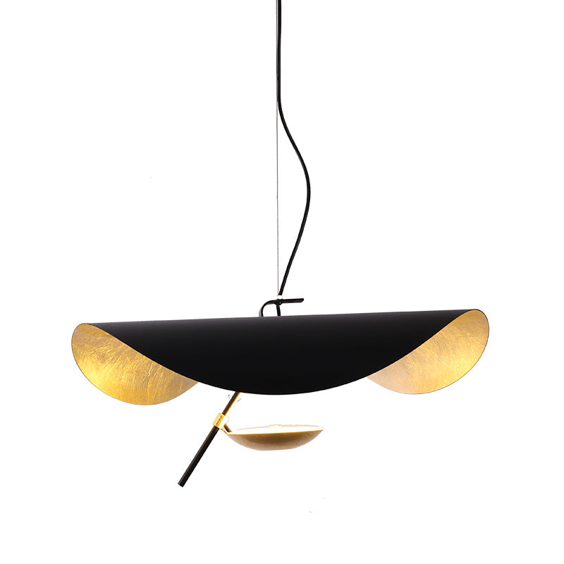 Lustra Suspension Lampe Abat-jour Courbé Noir et Or