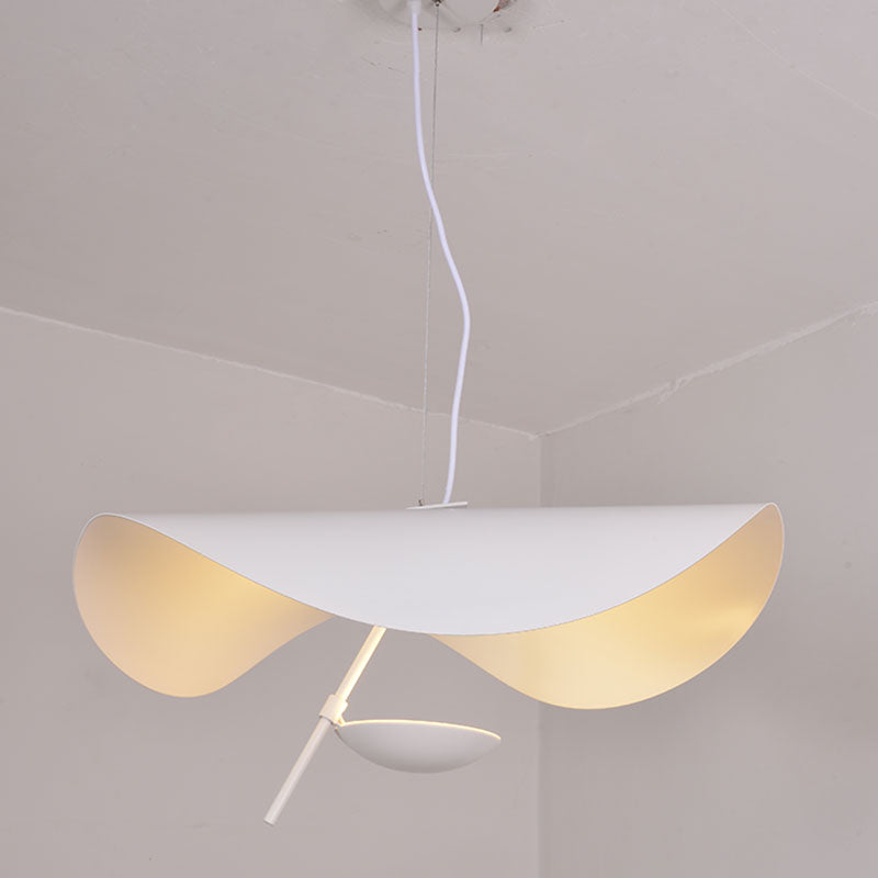 Lustra Suspension Lampe Abat-jour Courbé Noir et Or