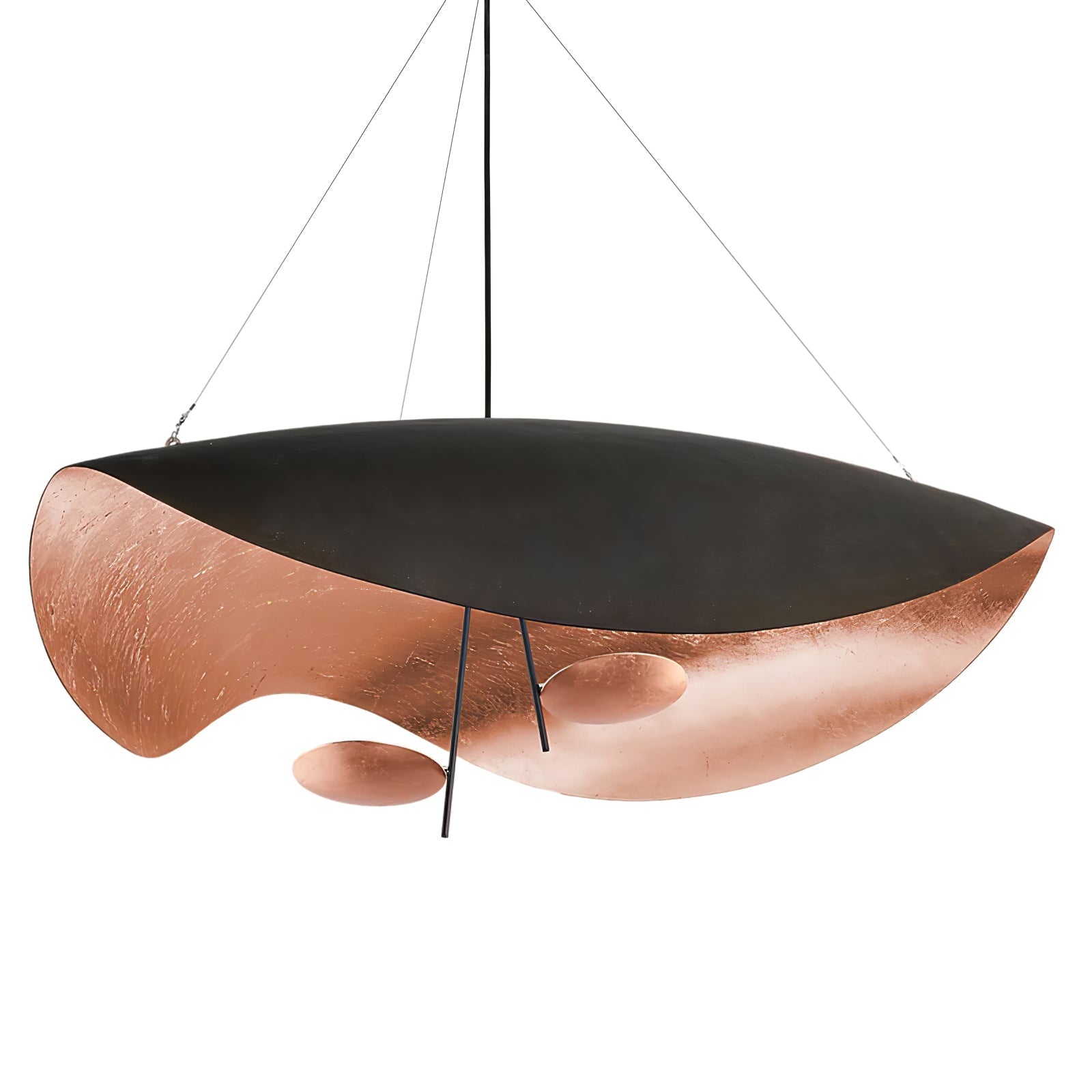 Lustra Suspension Lampe Abat-jour Courbé Noir et Or