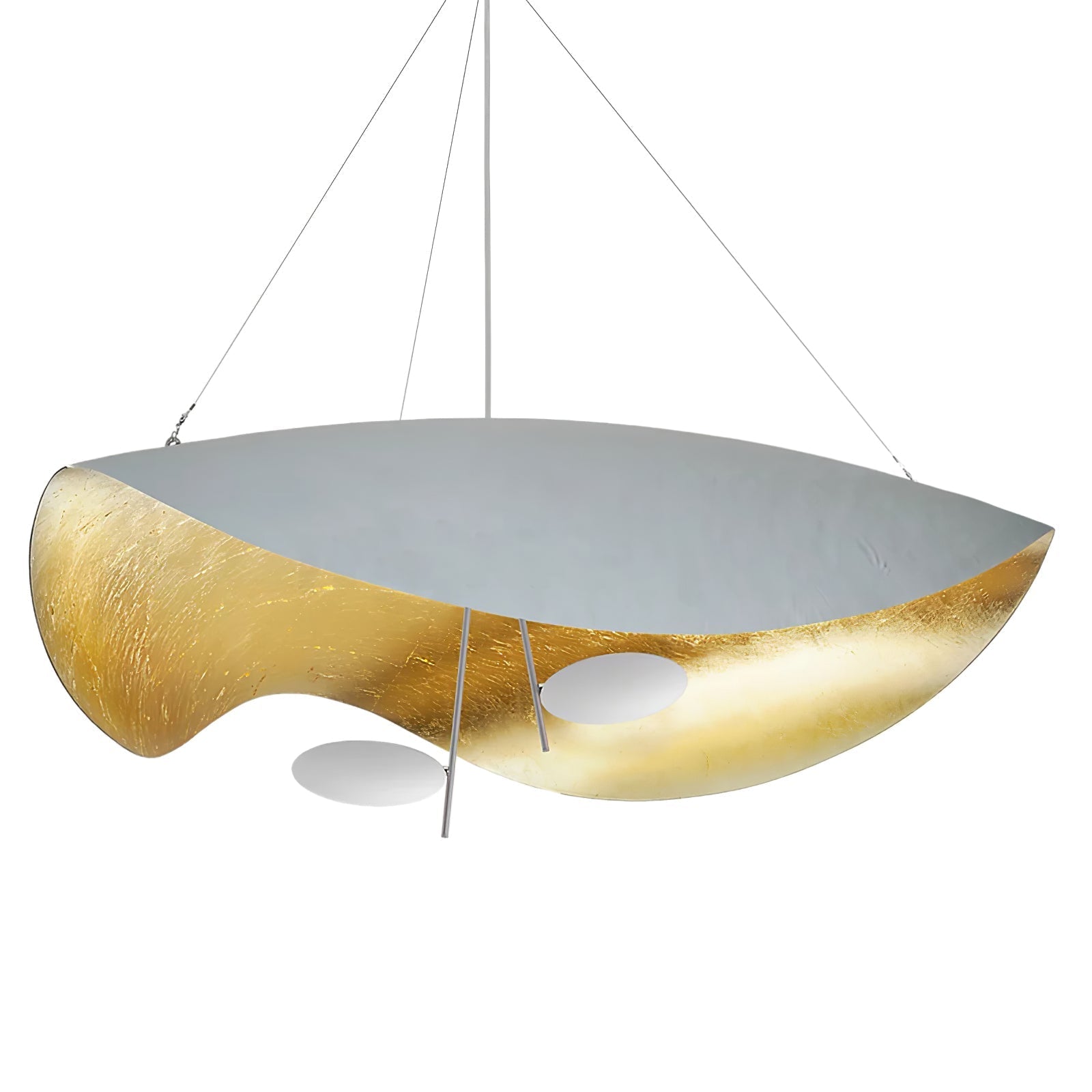 Lustra Suspension Lampe Abat-jour Courbé Noir et Or