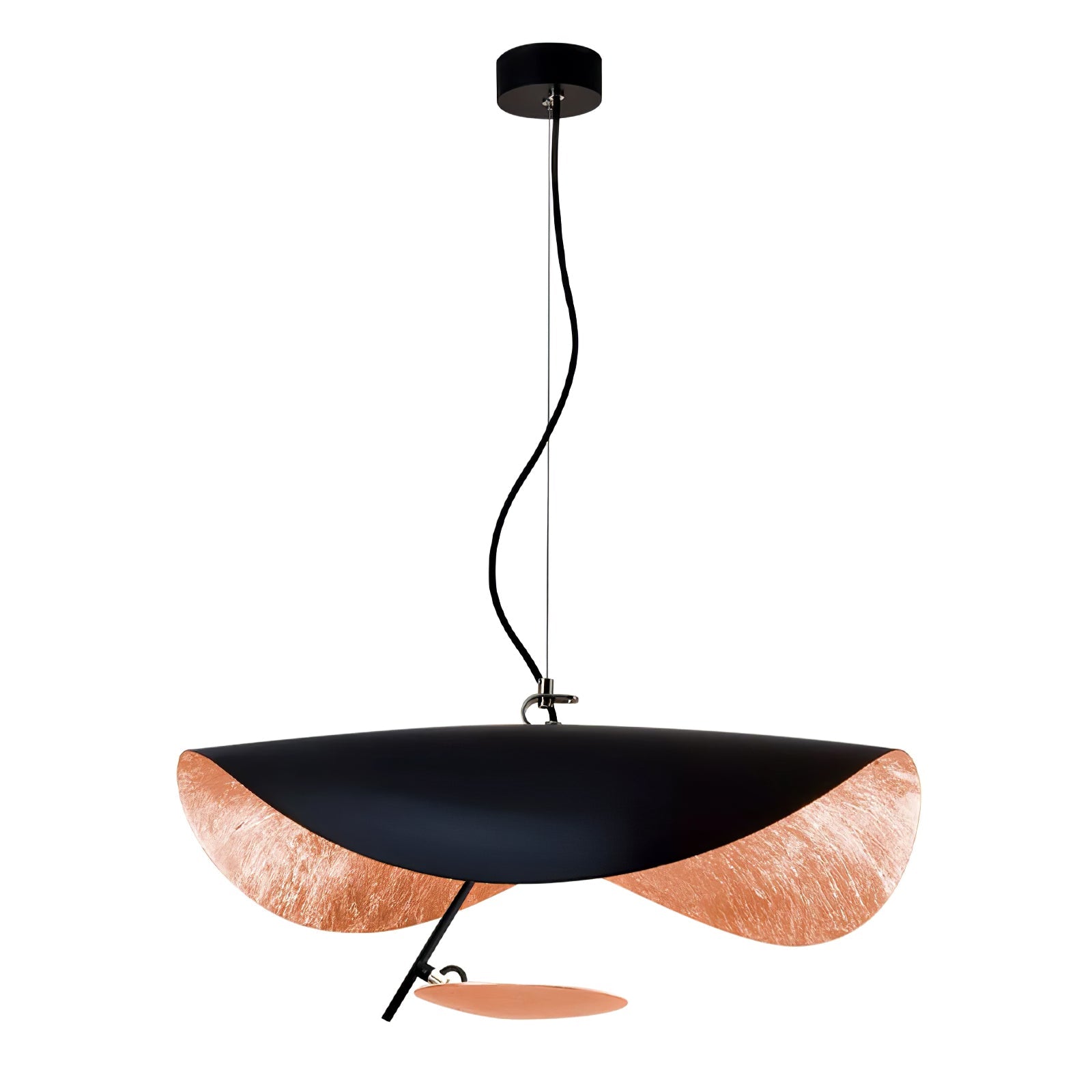 Lustra Suspension Lampe Abat-jour Courbé Noir et Or