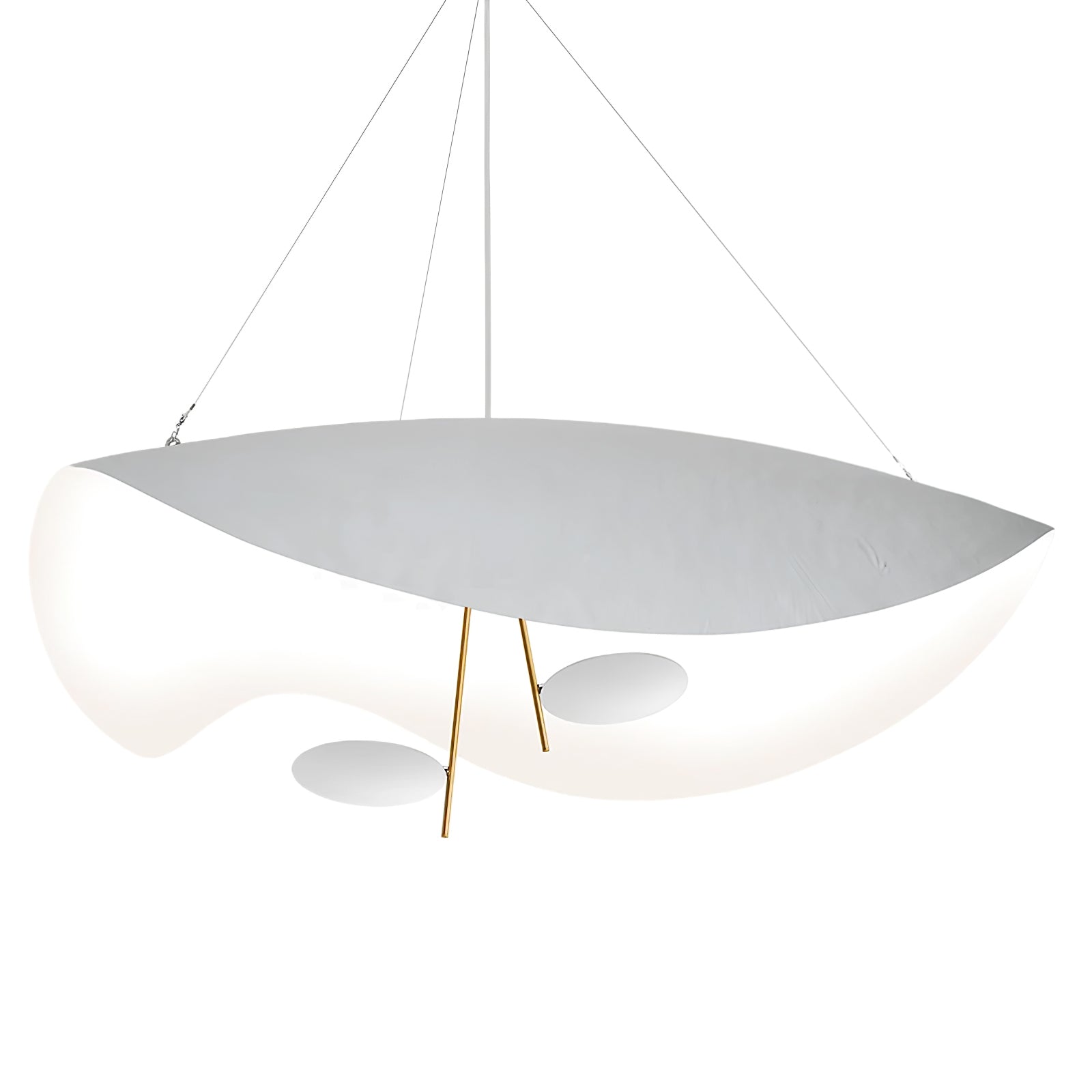 Lustra Suspension Lampe Abat-jour Courbé Noir et Or