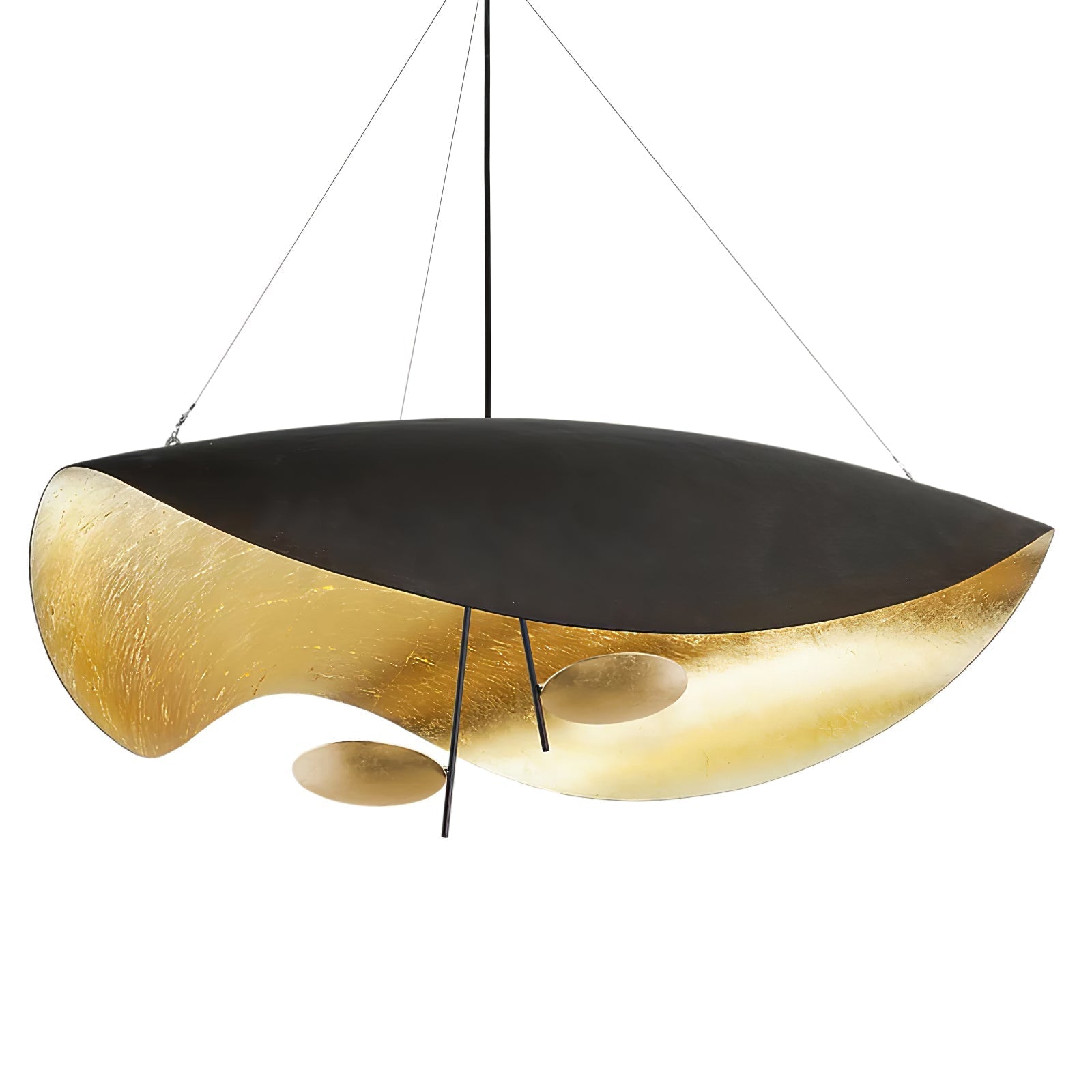 Lustra Suspension Lampe Abat-jour Courbé Noir et Or