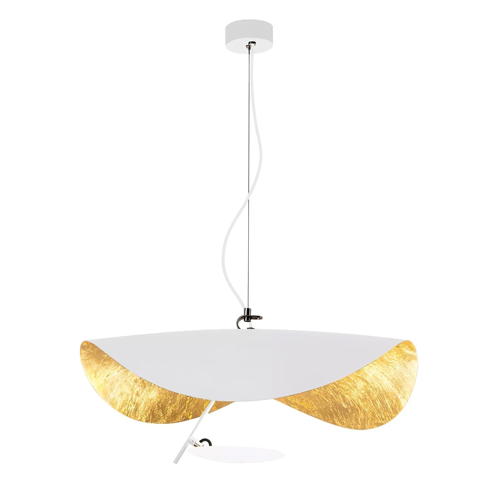 Lustra Suspension Lampe Abat-jour Courbé Noir et Or
