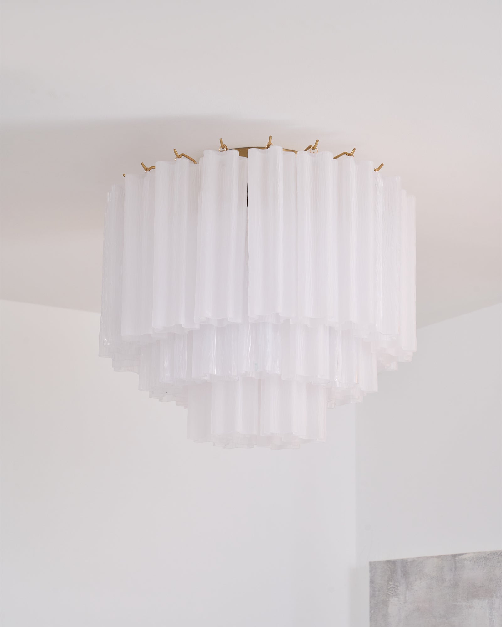 Aurora Plafonnier Blanc Murano Verre Superposé Élégant Moderne