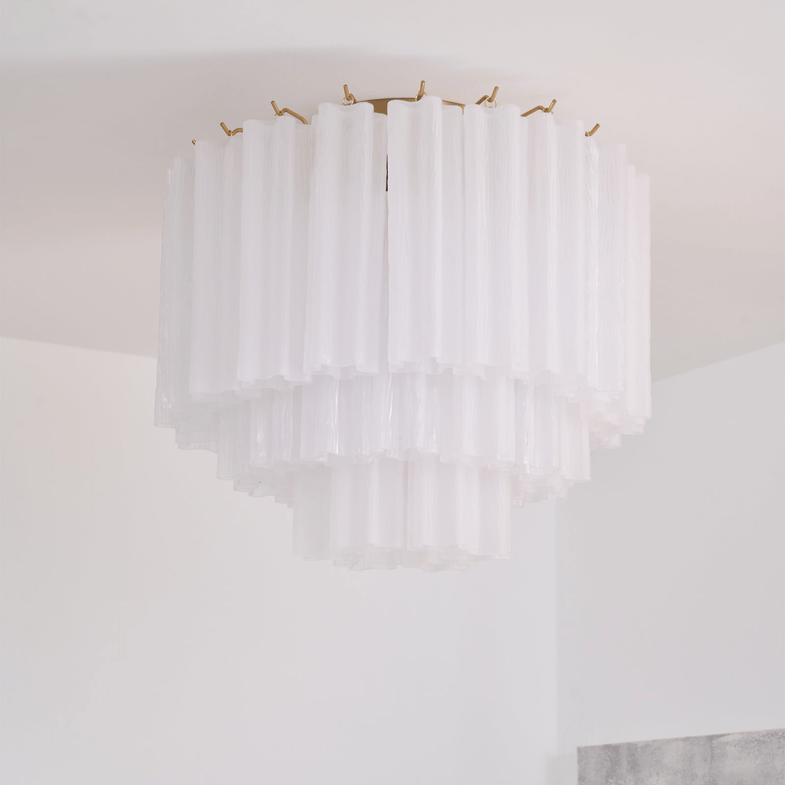 Aurora Plafonnier Blanc Murano Verre Superposé Élégant Moderne
