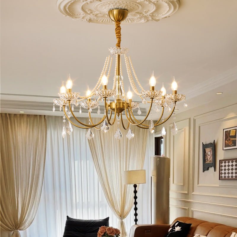 Cevaris Lustre Postmoderne de Luxe en Cristal et Perles