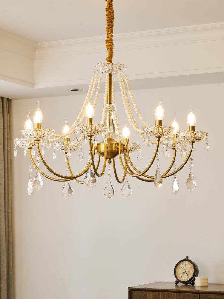 Cevaris Lustre Postmoderne de Luxe en Cristal et Perles