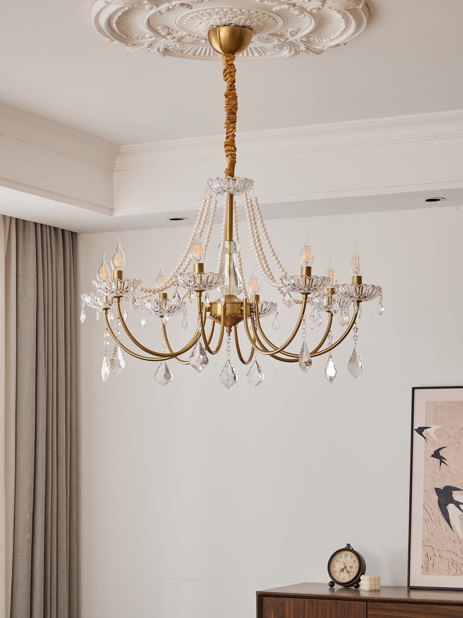 Cevaris Lustre Postmoderne de Luxe en Cristal et Perles