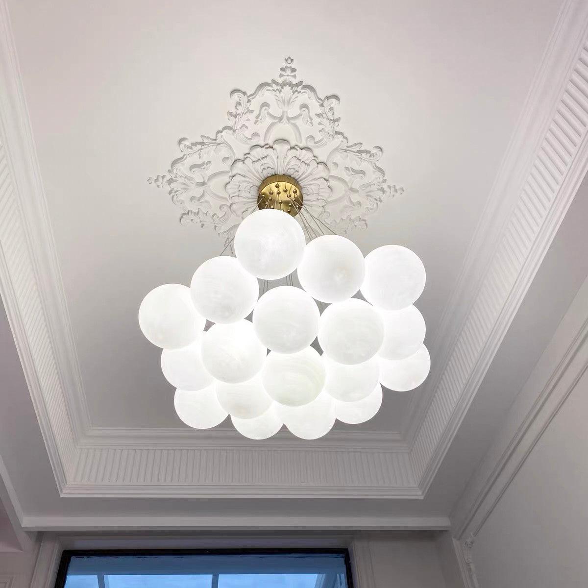 Lustra Lustre en Verre avec Guirlande en Verre Dépoli
