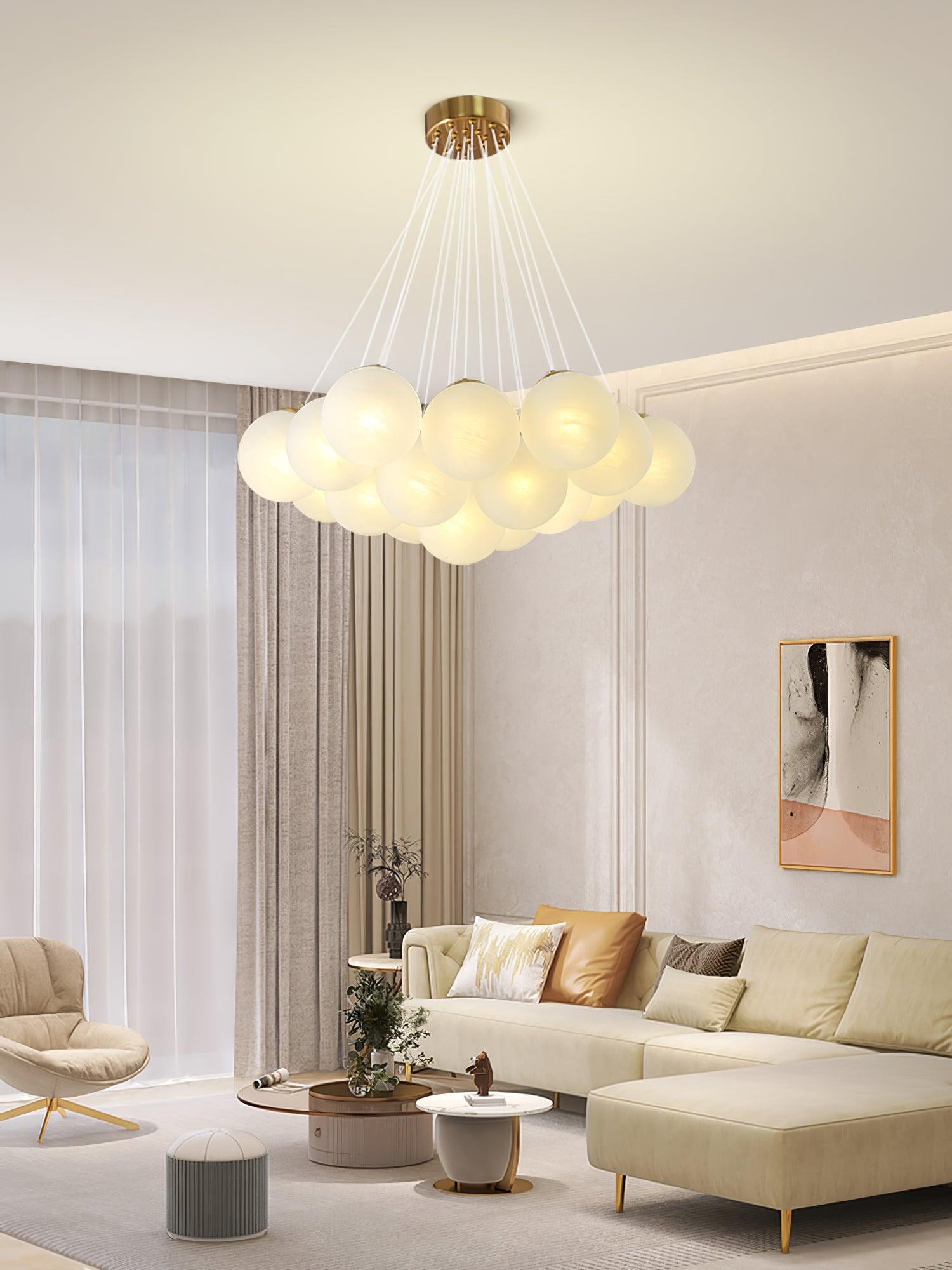 Lustra Lustre en Verre avec Guirlande en Verre Dépoli