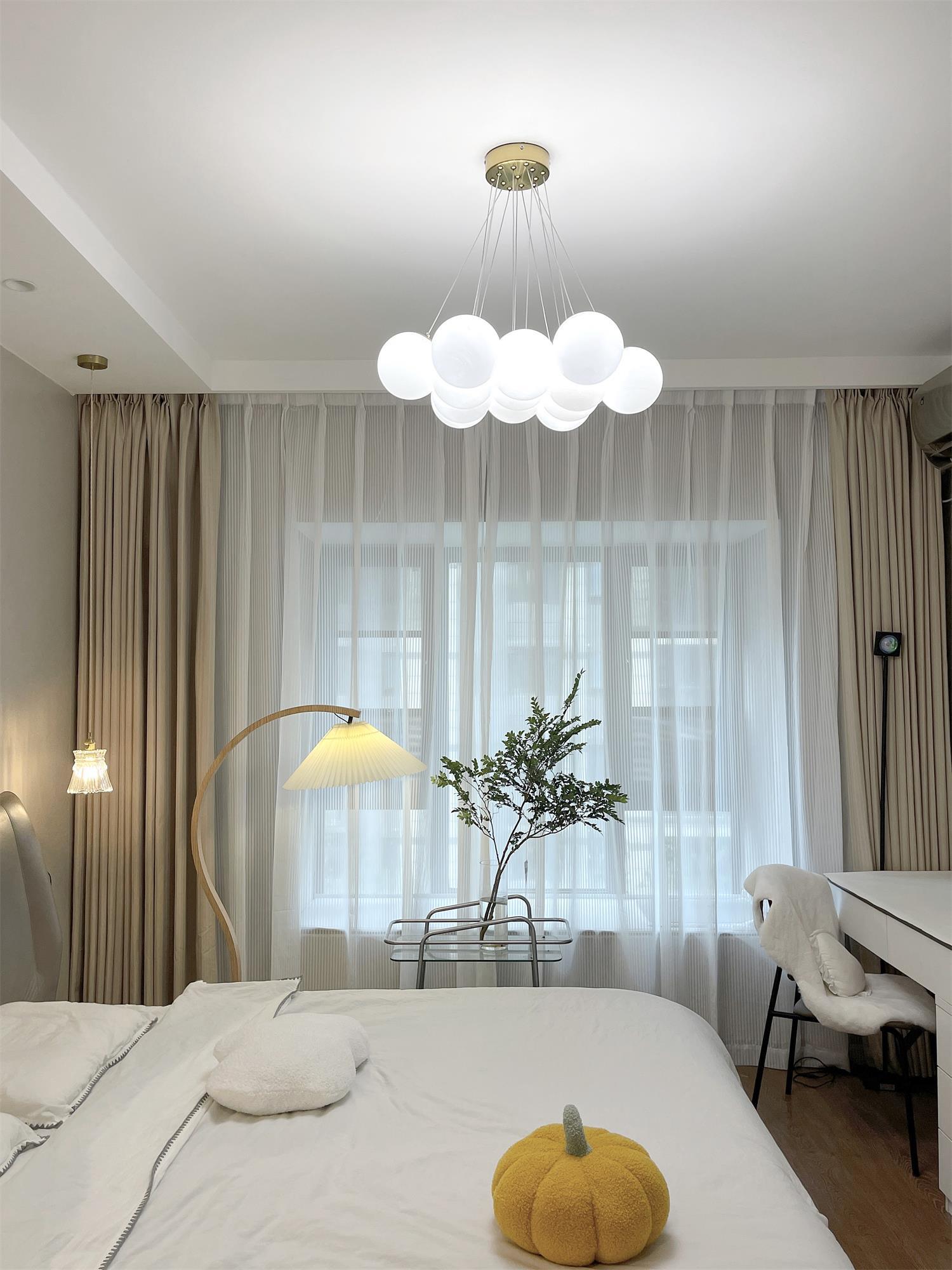 Lustra Lustre en Verre avec Guirlande en Verre Dépoli