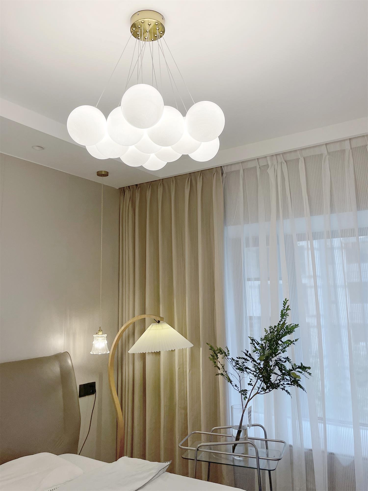 Lustra Lustre en Verre avec Guirlande en Verre Dépoli