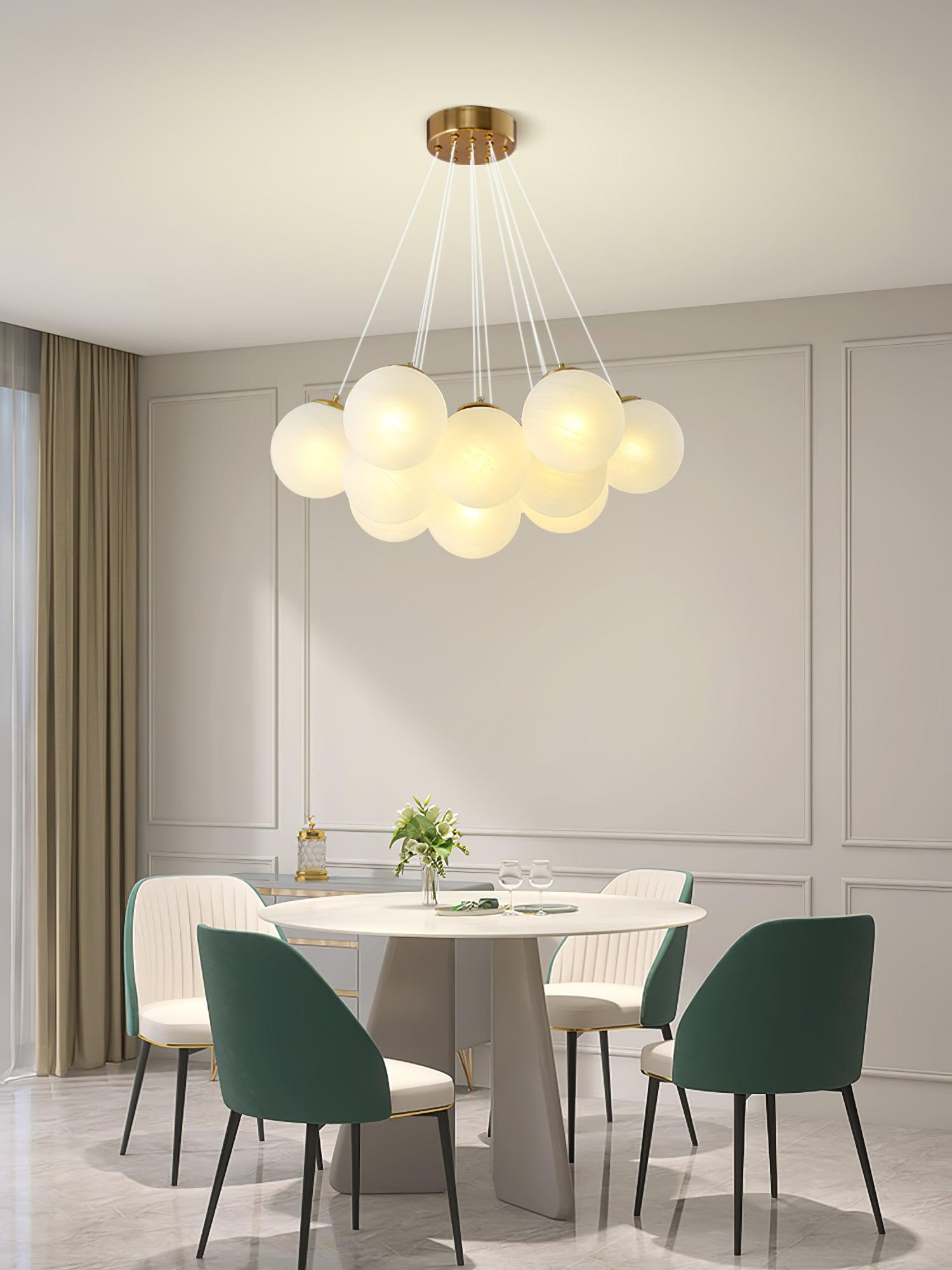 Lustra Lustre en Verre avec Guirlande en Verre Dépoli