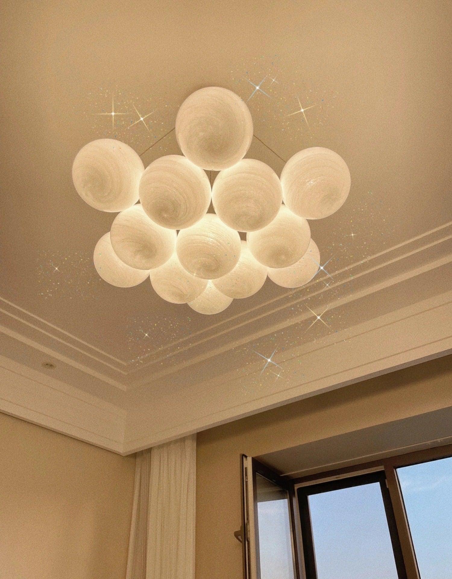 Lustra Lustre en Verre avec Guirlande en Verre Dépoli