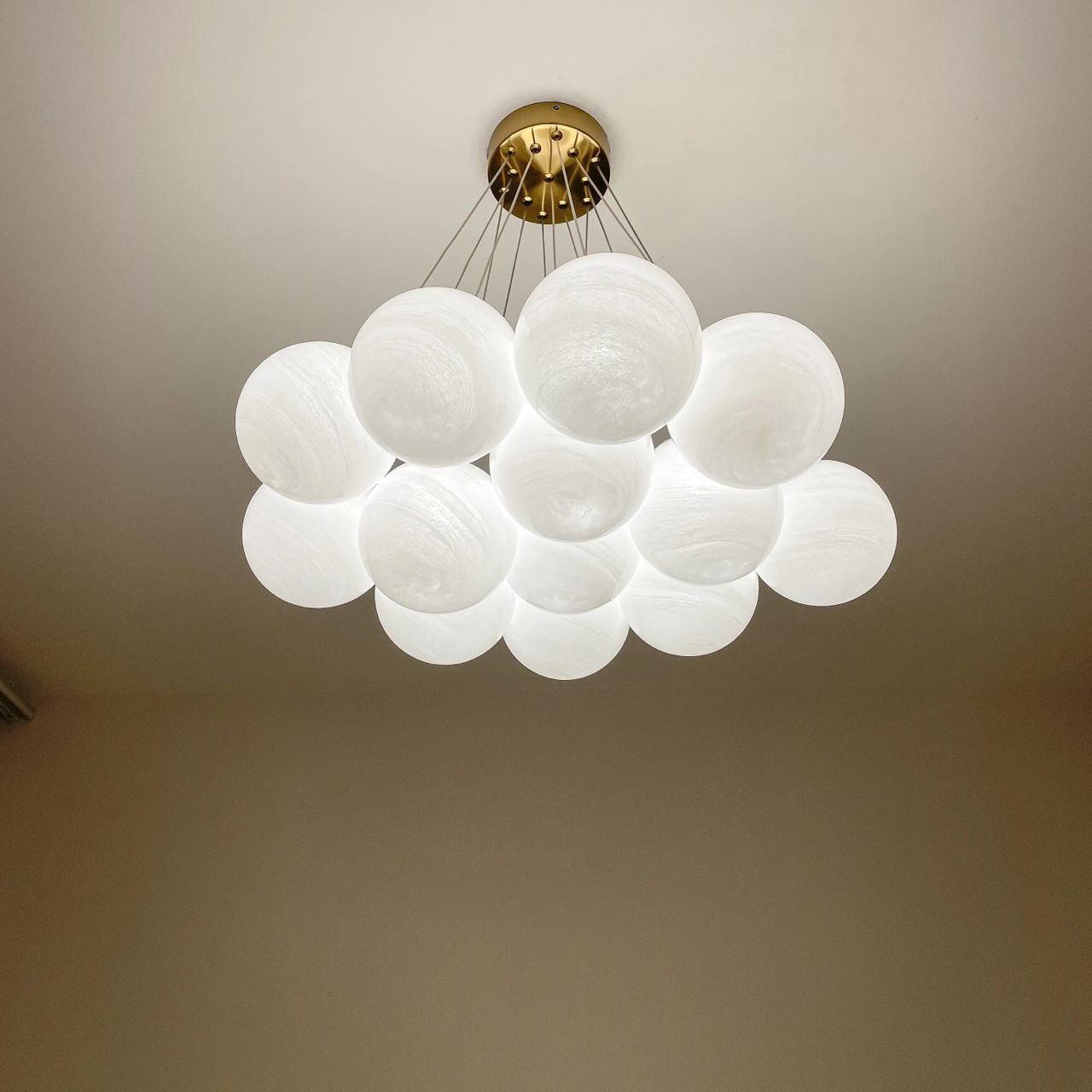 Lustra Lustre en Verre avec Guirlande en Verre Dépoli